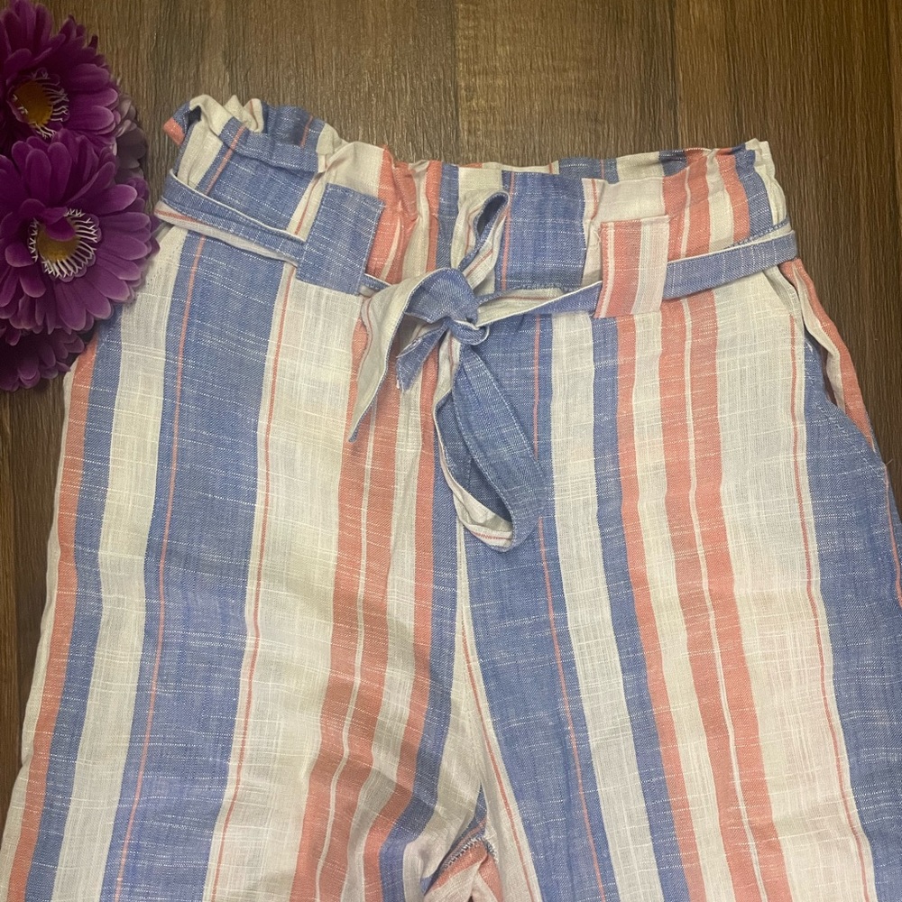 BRAND NEW striped WIDE LEG linen pants SZ L ***